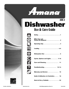 Manual Amana ADB3500AWW Dishwasher