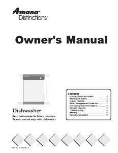 Manual Amana DDW361RAW Dishwasher