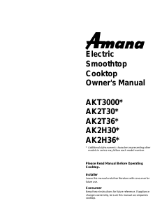 Manual Amana AK2H30W3 Hob