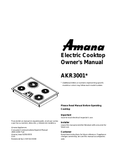 Manual Amana AKR3001WW Hob