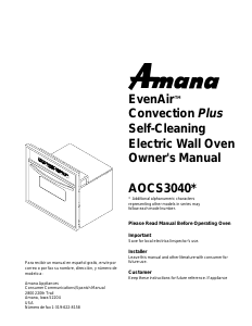 Handleiding Amana AOCS3040SS Oven