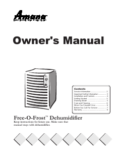 Manual Amana DK30 Dehumidifier