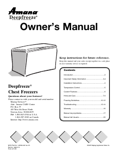 Manual de uso Amana AFC2207BW Congelador