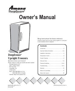 Manual de uso Amana AFU1567BW Congelador