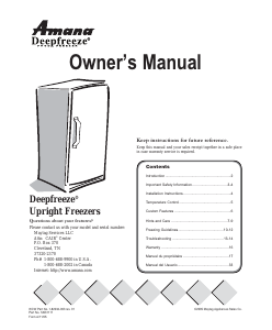 Manual Amana AQU1625BEW Freezer