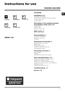 Handleiding Ariston ARXXL105 Wasmachine