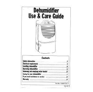 Manual Whirlpool DH30G0 Dehumidifier