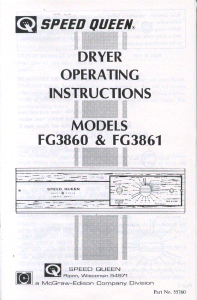 Manual Speed Queen FG3861 Dryer