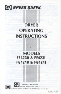 Manual Speed Queen FG4240 Dryer