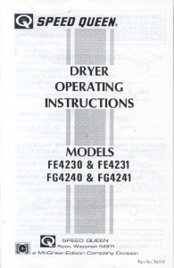 Manual Speed Queen FG4241 Dryer