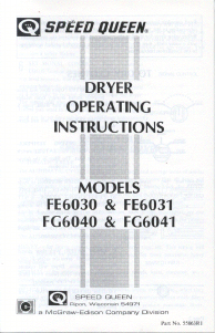 Manual Speed Queen FG6040 Dryer
