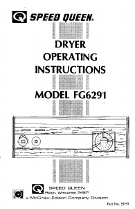 Manual Speed Queen FG6291 Dryer