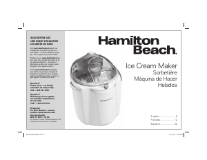 Manual Hamilton Beach 68320 Ice Cream Machine