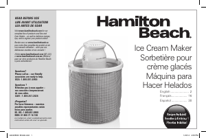 Manual de uso Hamilton Beach 68990 Máquina de helados