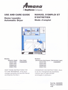 Manual Amana CE4317W2 Dryer