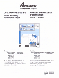 Manual Amana CG8409W Dryer