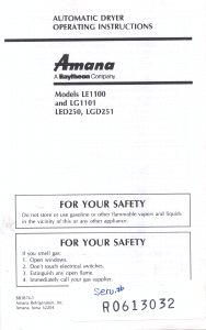 Manual Amana LE1100W Dryer