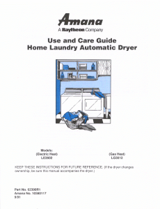 Manual Amana LE3502W Dryer