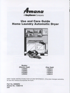 Manual Amana LE3802L Dryer