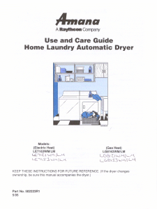 Manual Amana LE7121WM Dryer