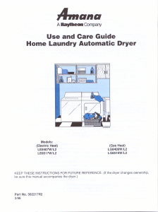 Manual Amana LE8407L2 Dryer