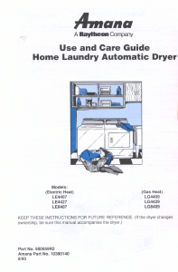 Manual Amana LE8407W Dryer