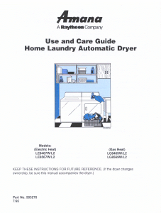 Manual Amana LE8467L2 Dryer