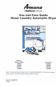 Manual Amana LE9107W Dryer