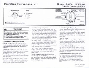 Manual Amana LEA30AW Dryer