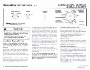 Manual Amana LEA50AW Dryer