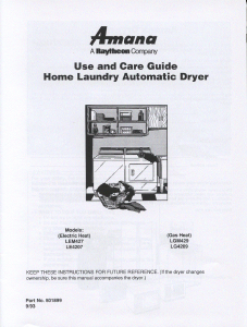 Manual Amana LEM427W Dryer
