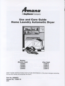 Manual Amana LG3912L Dryer