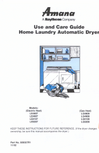 Manual Amana LG4909W Dryer