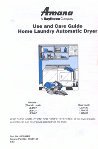 Manual Amana LG8409W Dryer