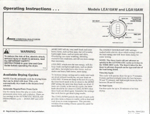 Manual Amana LGA10AW Dryer