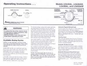 Manual Amana LGA30AW Dryer