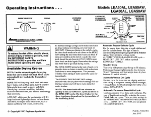 Manual Amana LGA50AL Dryer