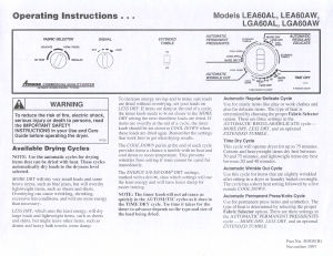 Manual Amana LGA60AL Dryer