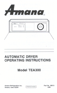 Manual Amana TEA300 Dryer