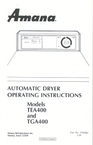 Manual Amana TEA400 Dryer