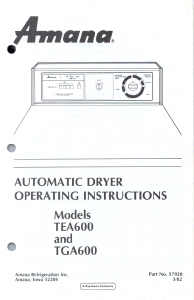 Manual Amana TEA600 Dryer