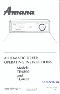 Manual Amana TEA800 Dryer