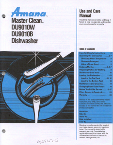 Manual Amana DU9010W Master Clean Dishwasher