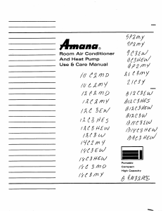 Manual Amana 12C3W Air Conditioner