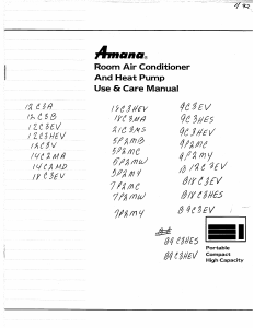 Manual Amana 14C2MA Air Conditioner