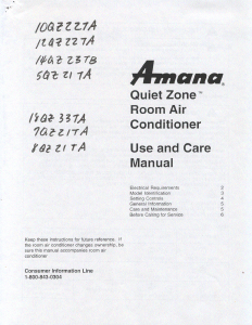 Manual Amana 18QZ33TA Air Conditioner
