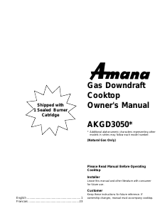 Manual Amana AKGD3050WW Hob