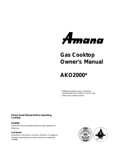 Manual Amana AKO2000E Hob