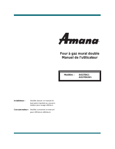 Mode d’emploi Amana AO27DG1 Four