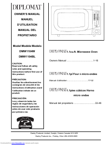 Manual de uso Diplomat DMW1104BL Microondas